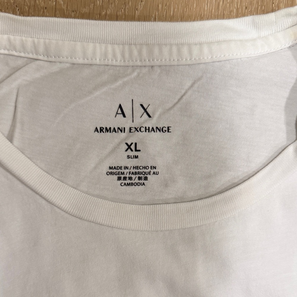 Armani Exchange White Short-Sleeve Logo Tees with Black Graphic - Picture 2 of 3